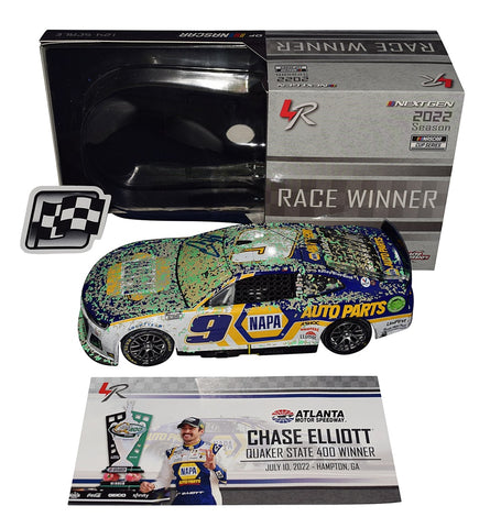 Celebrate Chase Elliott's 2022 ATLANTA WIN with this autographed 1/24 scale diecast car, a limited edition collectible.