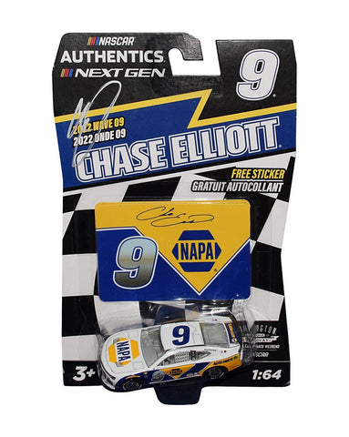 Limited-edition Wave 9 NASCAR Authentics collectible featuring the signature of Chase Elliott, perfect for dedicated fans of NAPA Racing.
