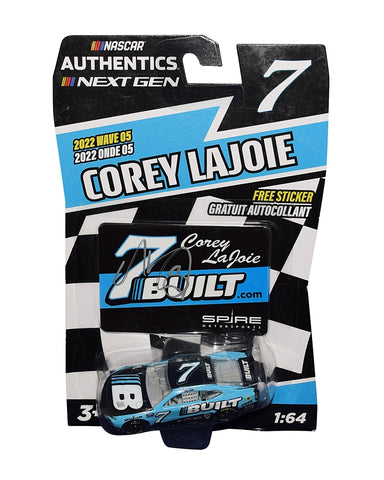 AUTOGRAPHED 2022 Corey Lajoie #7 Built Racing Diecast Car, a thrilling addition to any NASCAR memorabilia collection.