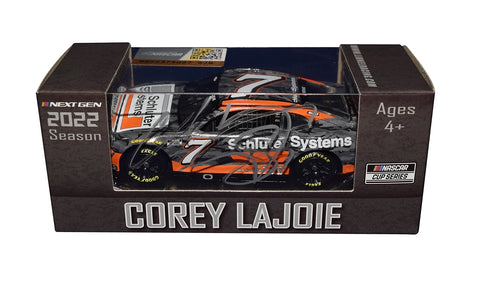 AUTOGRAPHED 2022 Corey Lajoie #7 Schluter Systems Diecast Car, a thrilling addition to any NASCAR memorabilia collection.