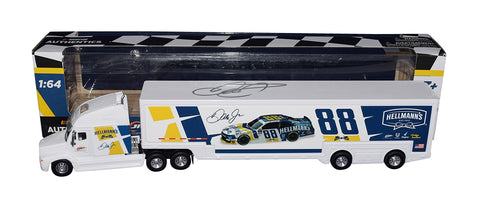 AUTOGRAPHED 2022 Dale Earnhardt Jr. #88 Hellmann's Racing (JR Motorsports) Xfinity Series NASCAR Authentics Collectible 1/64 Scale Hauler Transporter with COA