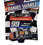 Close-up of Daniel Suarez's genuine signature on the AUTOGRAPHED 2022 Commscope Racing Diecast Car, a NASCAR gem.