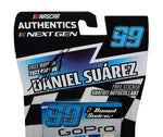 Close-up of Daniel Suarez's genuine signature on the AUTOGRAPHED 2022 GoPro Racing Diecast Car, a NASCAR treasure.