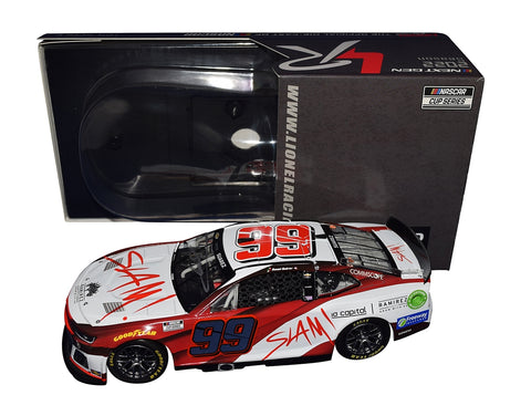 Celebrate the 2022 NASCAR season with the Autographed #99 Daniel Suarez SLAM! Racing Diecast Car. Limited edition #191 of 540, showcasing exclusive signatures from special signings and HOT Pass access. Comes with a Certificate of Authenticity (COA) – an ideal gift for NASCAR fans and collectors.