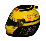Relive the excitement of Joey Logano's Championship Season with this autographed 2022 #22 Pennzoil Mini Helmet. COA included.