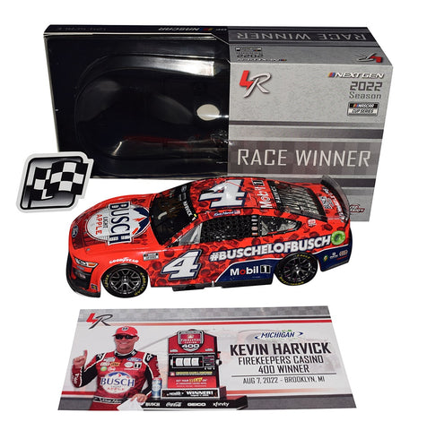 Collector's gem - Limited edition 1/24 scale Diecast Car, featuring Kevin Harvick's genuine signature, exclusively obtained through public/private signings and coveted garage area access via HOT Passes.