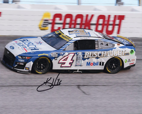 Immerse yourself in the nostalgia of NASCAR's Darlington Throwback with this autographed 2022 Kevin Harvick #4 Busch Light Racing 8x10 photo. Each signature represents authenticity, obtained through exclusive signings and HOT Pass access to the garage area. A must-have for NASCAR enthusiasts.