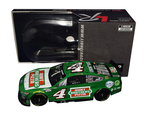 Own a piece of NASCAR history with the Autographed 2022 Kevin Harvick #4 Hunt Brother Pizza Racing Diecast Car. This 1/24 scale Lionel NASCAR collectible is signed by Kevin Harvick himself, making it a rare gem for racing enthusiasts and collectors. It's numbered #303 of only 684 produced, adding to its exclusivity. The signature is obtained through exclusive signings and garage area access via HOT Passes, ensuring its authenticity. 