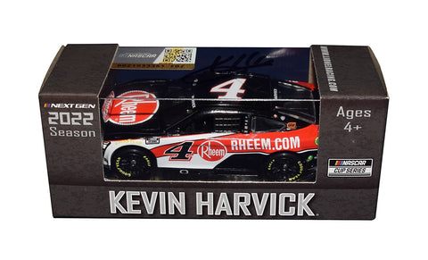Explore the intricate details of the AUTOGRAPHED 2022 Kevin Harvick #4 Rheem Racing Diecast Car. This 1/64 scale Next Gen Mustang replica captures the essence of NASCAR racing, with its realistic design, sponsor logos, and vibrant colors. It's a collector's dream, showcasing the essence of Kevin Harvick's racing prowess.