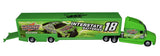Authentic Kyle Busch #18 Interstate Batteries Signed Diecast Hauler - Back View: With its exclusive production and genuine signatures, this diecast hauler is a valuable collector's item and the perfect gift for any NASCAR enthusiast.
