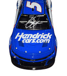 Detailed view of the Autographed 2022 Kyle Larson #5 Hendrick Cars Camaro WATKINS GLEN WIN Diecast Car, showcasing Kyle Larson's signature, symbolizing authenticity and his triumphant win.