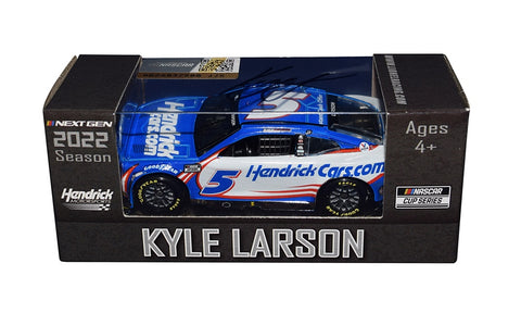 Experience the thrill of victory with the AUTOGRAPHED 2022 Kyle Larson #5 Hendrick Cars Camaro WATKINS GLEN WIN (Raced Version) 1/64 Scale NASCAR Diecast Car. This diecast captures the essence of Larson's triumph at Watkins Glen, signed by the man himself.