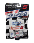 AUTOGRAPHED 2022 Kyle Larson #5 Hendrick Chevrolet DARLINGTON THROWBACK Diecast Car, a unique gift for NASCAR fans and collectors.