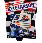 Close-up of Kyle Larson's authentic signature on the AUTOGRAPHED 2022 PATRIOTIC USA Diecast Car, a tribute to American pride.