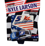 Close-up of Kyle Larson's authentic signature on the AUTOGRAPHED 2022 PATRIOTIC USA Diecast Car, a tribute to American pride.