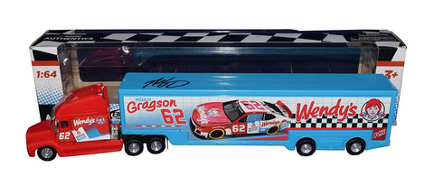 Get ready for an adrenaline rush with the limited edition 2022 Noah Gragson #62 Wendy's Racing (Biggie Box) Signed NASCAR Authentics 1/64 Scale NASCAR Transporter Hauler. This diecast hauler showcases Noah Gragson's authentic signature, making it a prized collectible for NASCAR enthusiasts and die-hard racing fans.