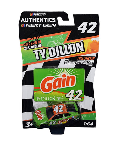 Ignite your passion for motorsports with the genuine autographed Ty Dillon #42 Gain Racing Next Gen Camaro diecast car, a perfect display piece for any fan's collection, meticulously crafted and authenticated for authenticity.