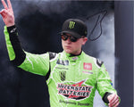 Autographed 2022 Ty Gibbs #54 Interstate Batteries Racing NASCAR Photo - Close-up view of Ty Gibbs' signature on the picture.