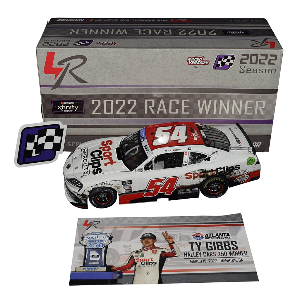 Autographed 2022 Ty Gibbs #54 Sport Clips Racing ATLANTA WIN