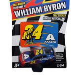 Close-up of the authentic signature by William Byron on the AUTOGRAPHED 2022 #24 Axalta Racing DARLINGTON THROWBACK Diecast Car, a prized NASCAR collectible.