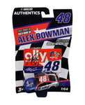 Elevate your memorabilia collection with the limited edition autographed Alex Bowman #48 Ally Racing PATRIOTIC USA Next Gen Camaro diecast car, featuring a signature authenticated through exclusive signings and a Certificate of Authenticity provided.