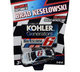 Genuine autographed Brad Keselowski #6 Kohler Generators PATRIOTIC USA diecast car with meticulous detailing and a Certificate of Authenticity included.