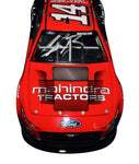 A detailed view of the AUTOGRAPHED 2023 Chase Briscoe #14 Mahindra Tractors Mustang Diecast Car, showcasing the Mahindra Tractors livery and Chase Briscoe's authentic signature.
