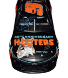 Detailed view of the AUTOGRAPHED 2023 Chase Elliott #9 Hooters Night Owl Racing Diecast Car, showcasing the Hooters Night Owl Racing livery and Chase Elliott's authentic signature.