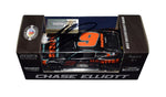 Signed Next Gen NASCAR diecast car featuring Chase Elliott's #9 Hooters Racing livery, authenticated through exclusive public/private signings and garage area access via HOT Passes. With its limited production and COA included, this rare 1/64 scale model offers fans an authentic and valuable addition to their memorabilia collection, perfect for display or gifting.
