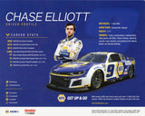 Autographed Chase Elliott NASCAR hero card featuring the #9 NAPA Racing RACE VICTORY moment. Limited edition collectible with genuine signature and Certificate of Authenticity. Perfect for NASCAR fans and memorabilia enthusiasts."