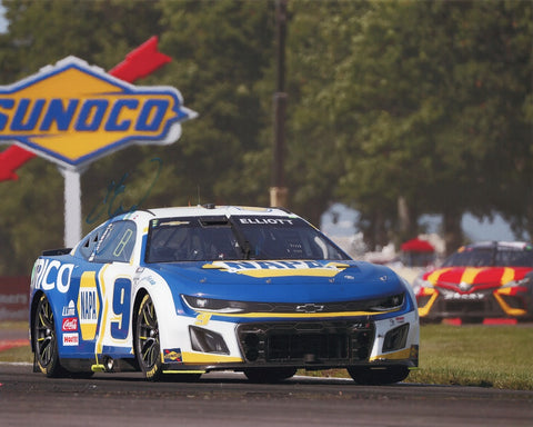 The AUTOGRAPHED 2023 Chase Elliott #9 NAPA Trico Racing WATKINS GLEN photo captures the excitement of road course racing with unparalleled precision.