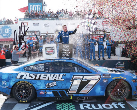 Capture the thrilling moment of victory with this AUTOGRAPHED 2023 Chris Buescher #17 Fastenal RICHMOND WIN (Cookout 400 Victory Lane) NASCAR Photo. Each signature is a symbol of authenticity, carefully acquired through exclusive public/private signings and coveted garage area access via HOT Passes. Your purchase is complemented by a Certificate of Authenticity, affirming its true origin. 