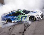 Capture the thrill of victory with this AUTOGRAPHED 2023 Chris Buescher #17 Fifth Third Bank Racing DAYTONA WIN (Burnout) 8x10 Inch NASCAR Photo. Each signature is a symbol of authenticity, meticulously acquired through exclusive signings and coveted garage area access via HOT Passes. 