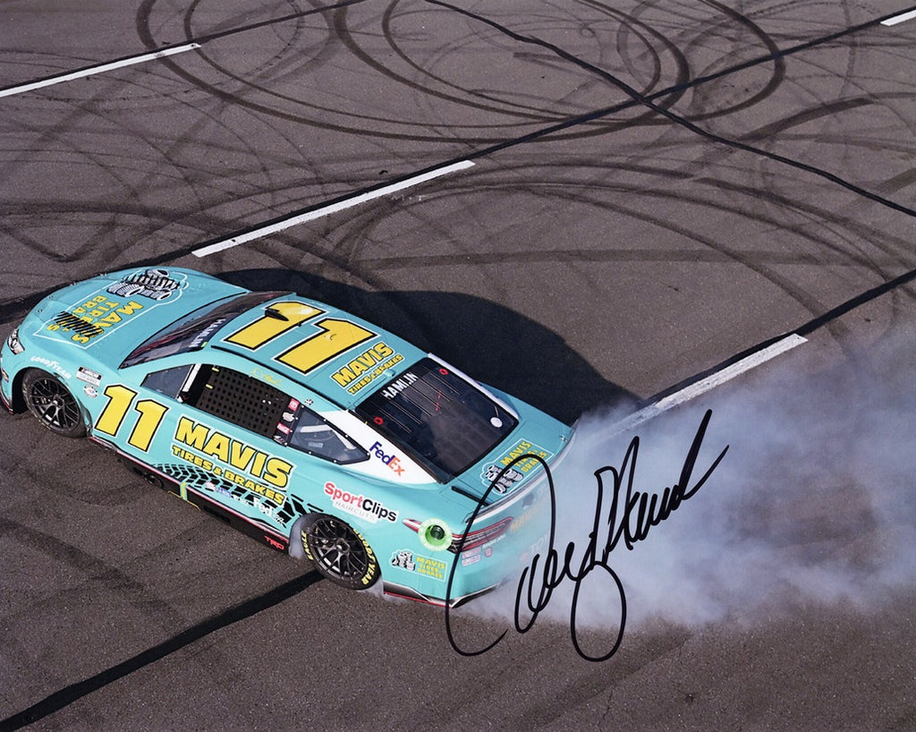 AUTOGRAPHED 2023 Denny Hamlin #11 Mavis Pocono Victory Burnout Photo ...