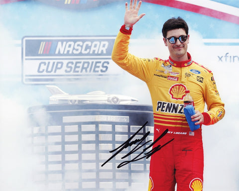 Rev your engines with the AUTOGRAPHED 2023 Joey Logano #22 Pennzoil DAYTONA 500 RACE Signed 8x10 Inch Picture. This dynamic photo captures Logano during driver intros at Daytona International Speedway, commemorating his participation in NASCAR's premier event. 