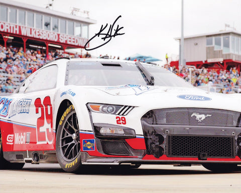 Revitalize your NASCAR collection with this AUTOGRAPHED 2023 Kevin Harvick #29 Busch Light ALL-STAR RACE (North Wilkesboro) Retirement Signed 8x10 Inch Picture NASCAR Photo. This captivating photograph marks the end of an era as Kevin Harvick bids farewell on the iconic North Wilkesboro Speedway.