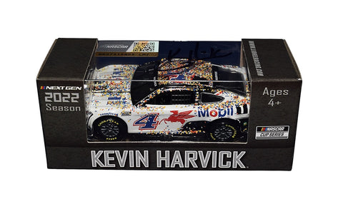 Limited edition 1/64 scale diecast car featuring Kevin Harvick's #4 Richmond Win design, signed by Kevin Harvick himself. This authentic collectible comes with a Certificate of Authenticity, guaranteeing its genuine nature and making it an ideal addition to any NASCAR memorabilia collection.