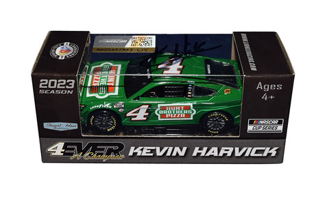 Autographed 2023 Kevin Harvick #4 Hunt Brothers Pizza diecast car, perfect for NASCAR fans and collectors. Each signature is obtained through exclusive signings and comes with a Certificate of Authenticity.
