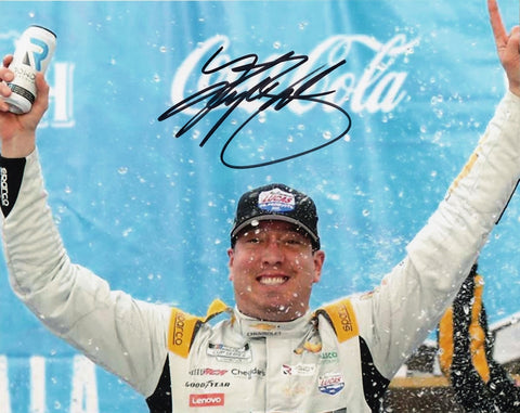 Autographed Kyle Busch #8 Lucas Oil Racing AUTO CLUB FONTANA RACE WIN Victory Lane RCR Team Signed 8X10 Inch Picture NASCAR Photo | Certificate of Authenticity Included