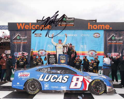 The ultimate gift for racing fans - 2023 Kyle Busch #8 Lucas Oil California Win autographed photo, a piece of racing history in limited stock. Don't miss this unique collector's item celebrating a legendary Victory Lane moment at California!