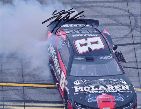 Autographed Kyle Busch #8 McLaren Custom Grills TALLADEGA RACE WIN Victory Burnout RCR Team Signed 9X11 Inch Picture NASCAR Photo | Certificate of Authenticity Included