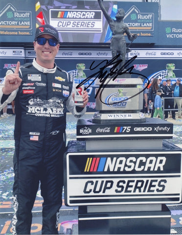 AUTOGRAPHED 2023 Kyle Busch #8 McLaren Grills TALLADEGA RACE WIN (Victory Lane Trophy) RCR Team Signed 9X11 Inch Picture NASCAR Photo with COA