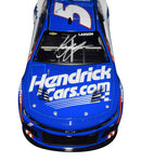 A close-up view of the AUTOGRAPHED 2023 Kyle Larson #5 Hendrick Cars Racing Diecast Car, showcasing intricate details and Kyle Larson's authentic signature.