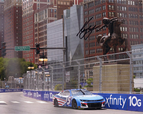 Capture the excitement of the 2023 Inaugural Race with an AUTOGRAPHED Kyle Larson #5 Hendrick Patriotic Racing 8x10 Photo, a prized possession for NASCAR fans.