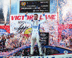 Experience the extraordinary moment of Kyle Larson's historic North Wilkesboro Speedway ALL-STAR WIN (Million Dollar Check) with an autographed 2023 Kyle Larson #5 Hendrick 8x10 Photo, capturing the euphoria of NASCAR's million-dollar triumph.
