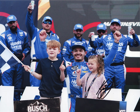 Experience the euphoric victory of Kyle Larson's historic MARTINSVILLE WIN (Victory Lane Celebration) with an autographed 2023 Kyle Larson #5 Hendrick 8x10 Photo, capturing the joy of NASCAR's triumphant moments.
