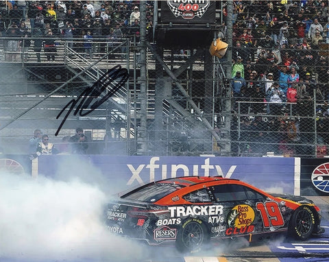 Autographed Martin Truex Jr. #19 Bass Pro Shop Racing DOVER RACE WIN Victory Burnout Glossy Photo | Signed 8X10 Inch NASCAR Picture with COA