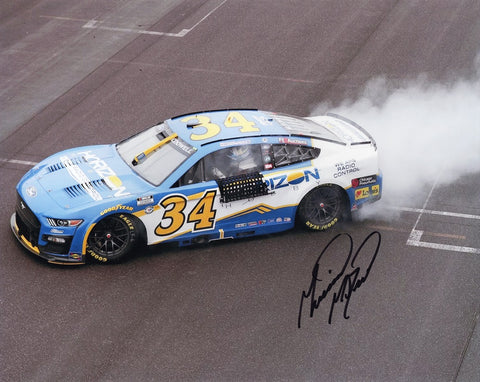 Autographed 2023 Michael McDowell NASCAR photo capturing his victory burnout at Horizon Hobby INDY ROAD COURSE WIN.