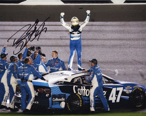 Own a piece of racing history with this authentic Ricky Stenhouse Jr. autographed 8x10 inch NASCAR photo, capturing his Daytona 500 victory celebration. Certificate of Authenticity included.