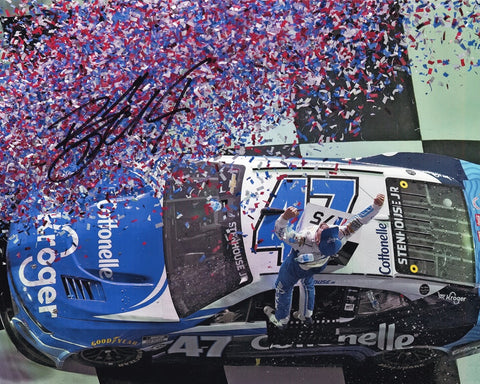 Add this genuine Ricky Stenhouse Jr. autographed 8x10 inch NASCAR photo to your memorabilia collection, featuring the iconic Victory Lane celebration from his Daytona 500 victory. Limited availability – don't wait!